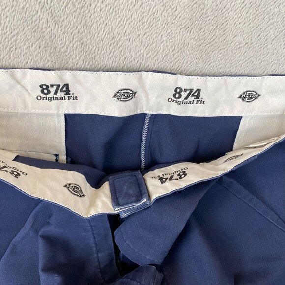 Dickies Mens Work Pants 44x30 Navy Blue Original Fit Flat-Front - Picture 8 of 13